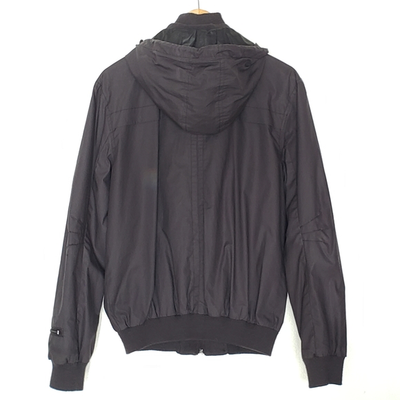 Heritage 1981 Bomber Jacket Size M Navy Blue Full Zip Hooded Zipper Pockets - Picture 2 of 7